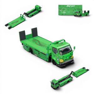 Lot57Supplies Diecast Shop Mega Gear Custom Hauler 1:64 scale diecast truck in green dinosaur theme with ramp.