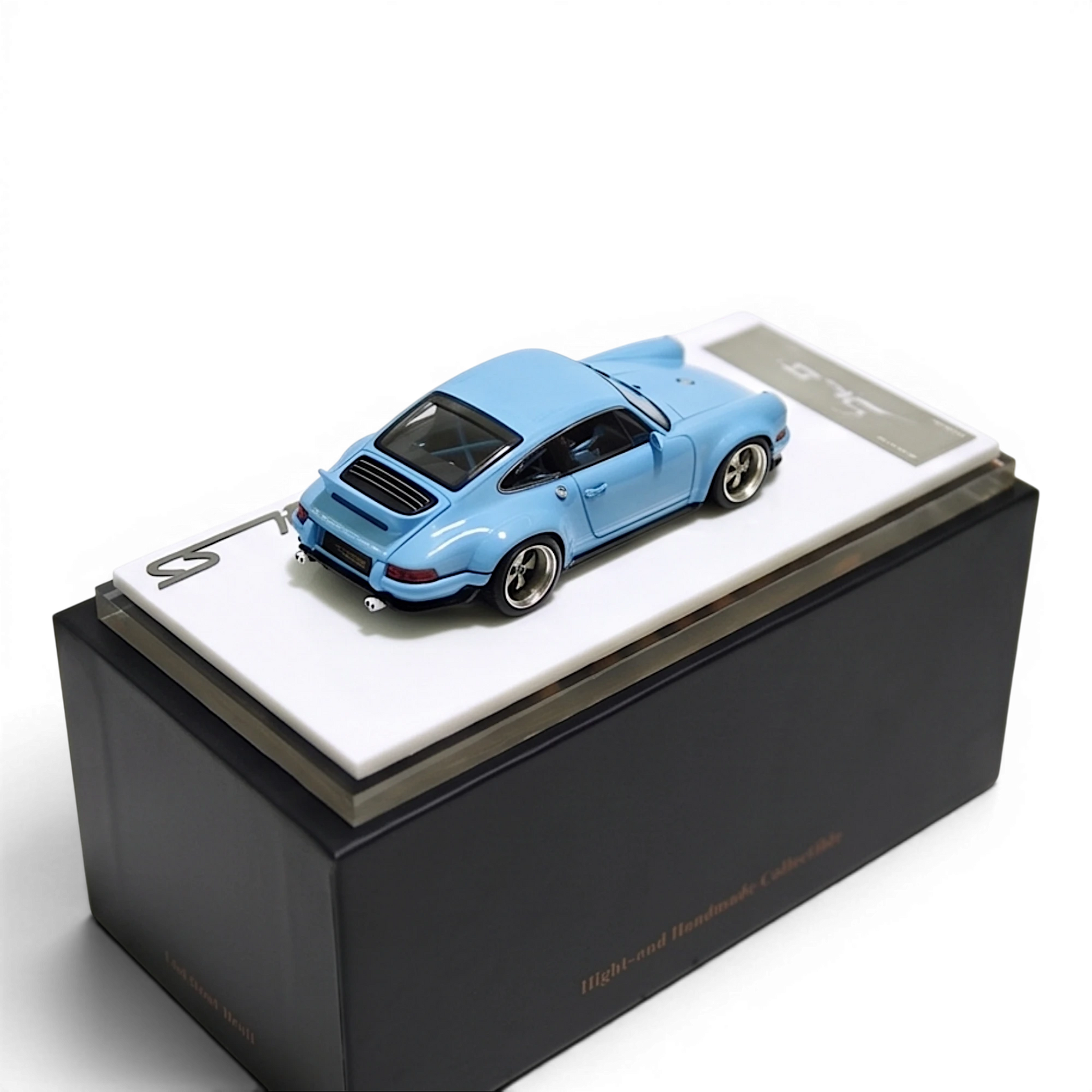 Lot57Supplies Diecast Shop Meissen Blue DeepMaker Singer DLS 1:64 scale resin model car on display base.