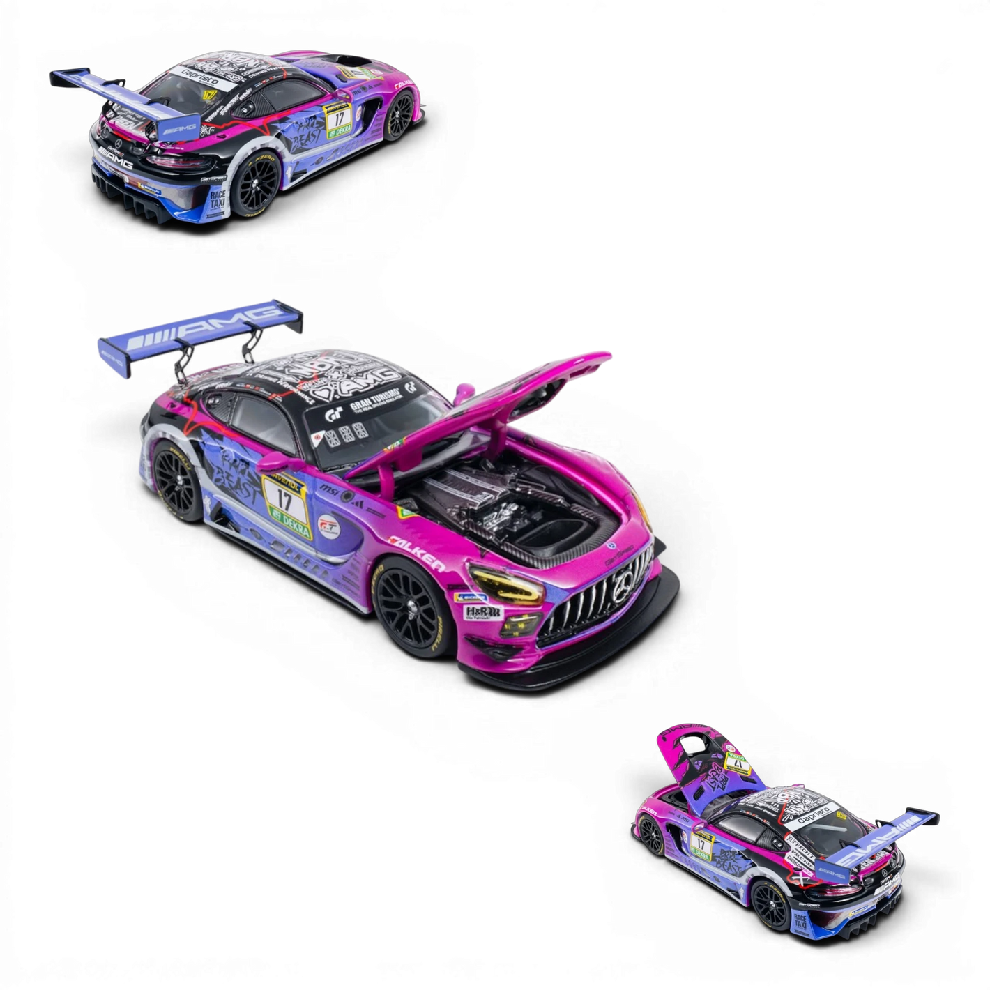 Lot57Supplies Diecast Shop KILO 1:64 scale Mercedes-AMG GT GT3 diecast model in purple and black race livery.