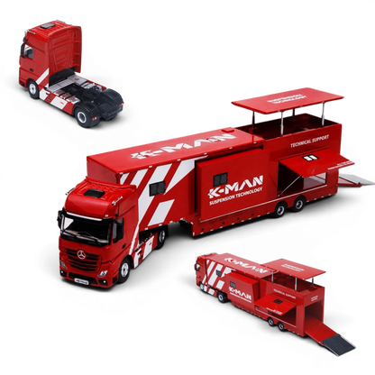 Lot57Supplies Diecast Shop 1:64 scale Mercedes-Benz Actros K-MAN race support truck model in red diecast metal.