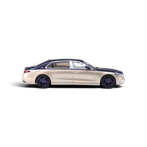 Lot57Supplies Diecast Shop AR BOX 1:64 scale diecast Mercedes-Benz Maybach W223 in two-tone blue and gold finish.