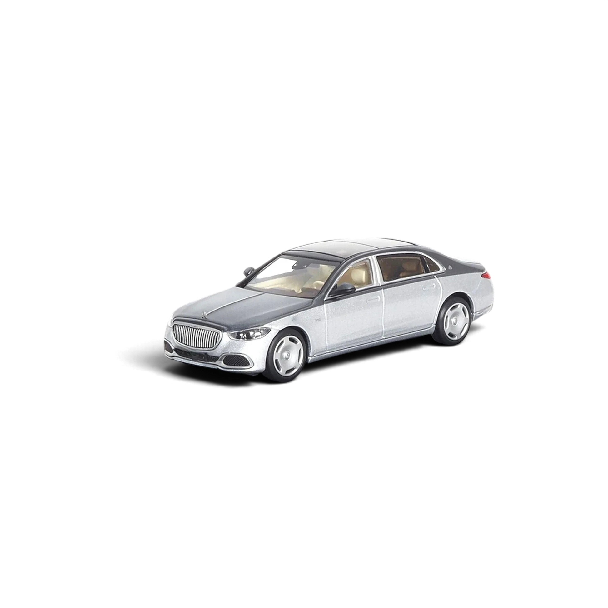 Lot57Supplies Diecast Shop AR BOX 1:64 scale Mercedes-Benz Maybach W223 diecast model in grey and hightech silver