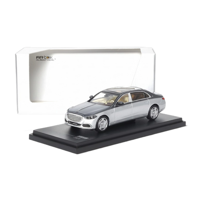 Lot57Supplies Diecast Shop AR BOX 1:64 scale Mercedes-Benz Maybach W223 diecast model in grey and silver
