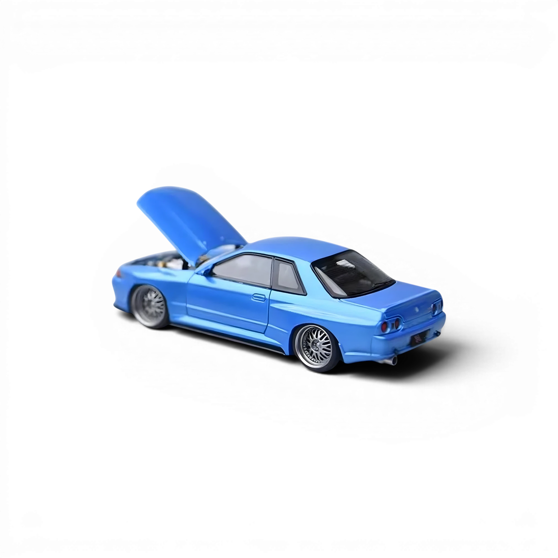Lot57Supplies Diecast Shop Focal Horizon 1:64 scale metal blue Nissan Skyline GT-R R32 model with open hood
