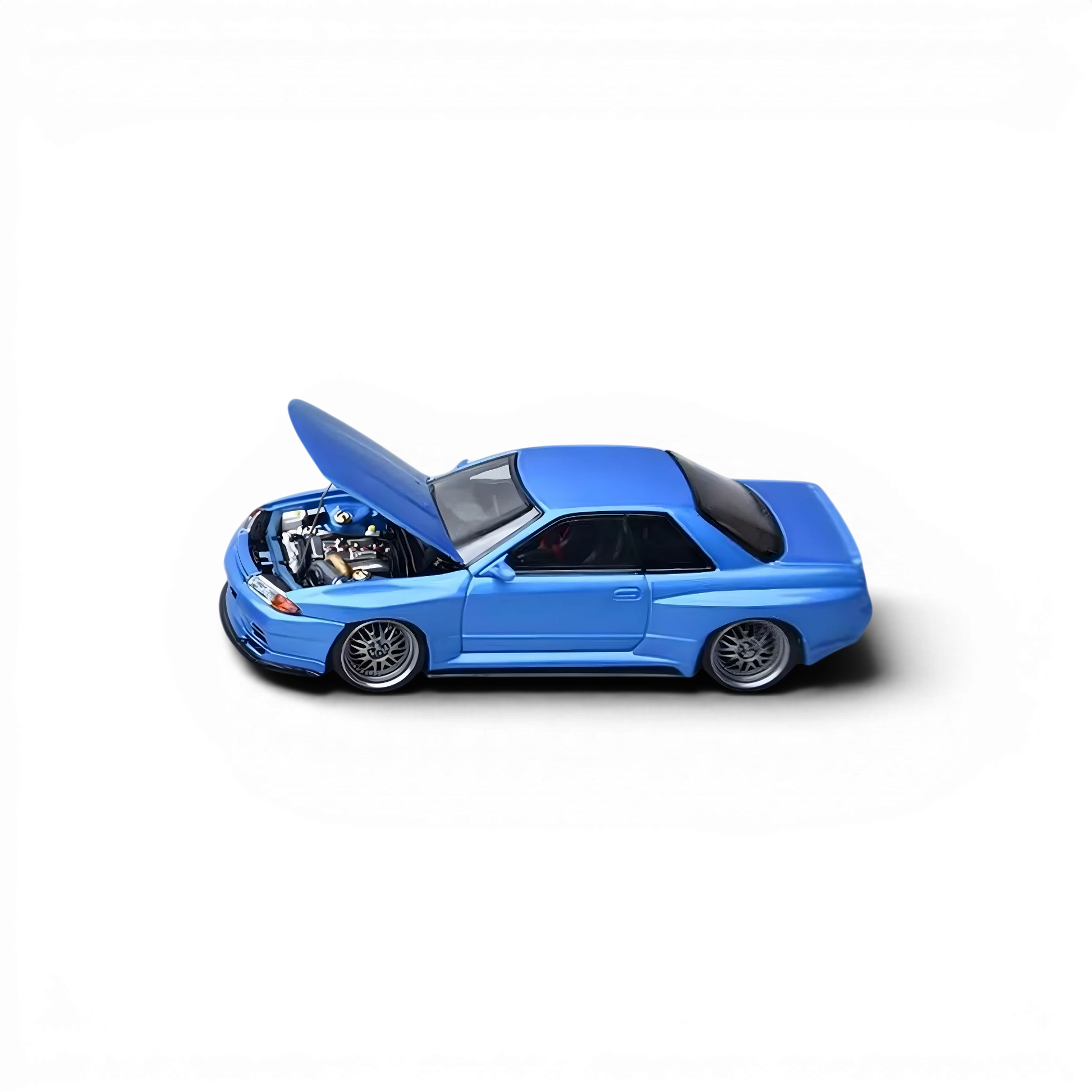 Lot57Supplies Diecast Shop Focal Horizon metal blue Nissan Skyline GT-R R32 diecast model car with open hood
