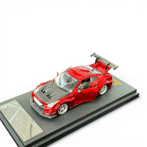 Lot57Supplies Diecast Shop AOC GT-R 35 RR 1:64 scale metallic red diecast model car with open doors on display base