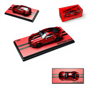 Lot57Supplies Diecast Shop 1:64 scale metallic red TPC Mustang 2014 diecast model car with black racing stripes