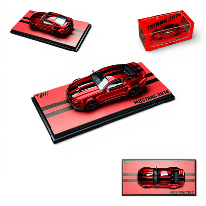 Lot57Supplies Diecast Shop 1:64 scale metallic red TPC Mustang 2014 diecast model car with black racing stripes