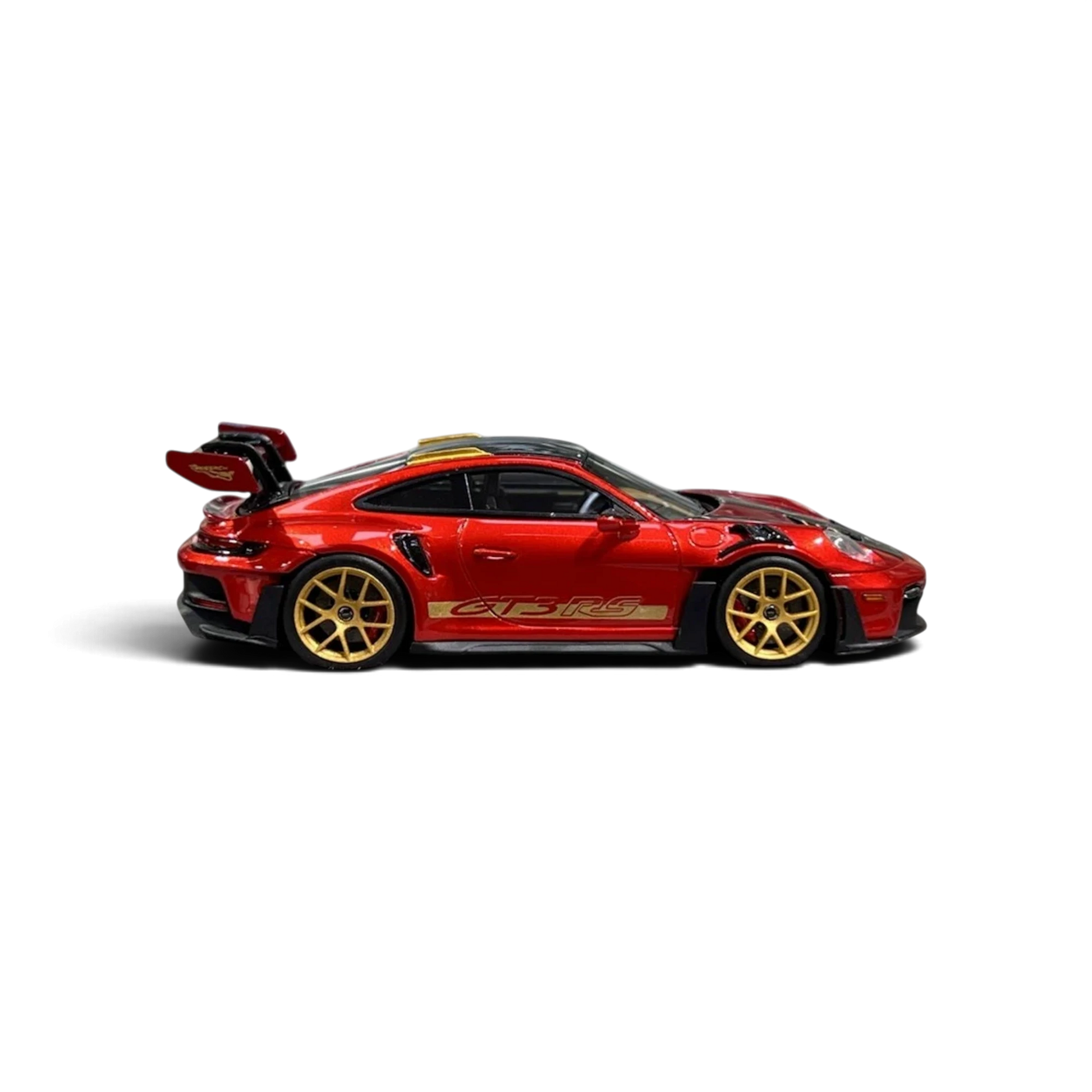 Lot57Supplies Diecast Shop metallic red HH Model Porsche 992.1 GT3 RS 1:64 scale resin diecast car side view