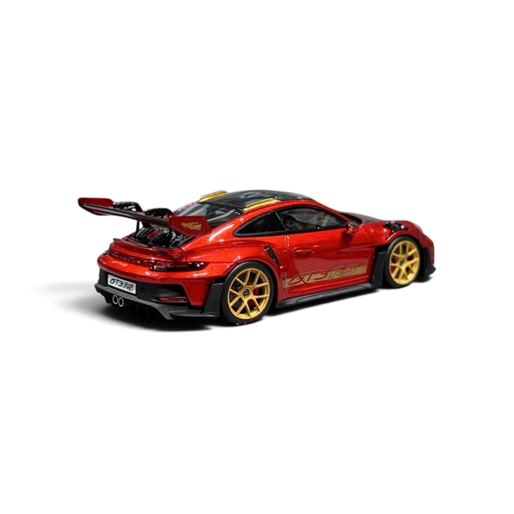 Lot57Supplies Diecast Shop HH Model 1:64 scale metallic red Porsche 992.1 GT3 RS resin diecast car with gold wheels
