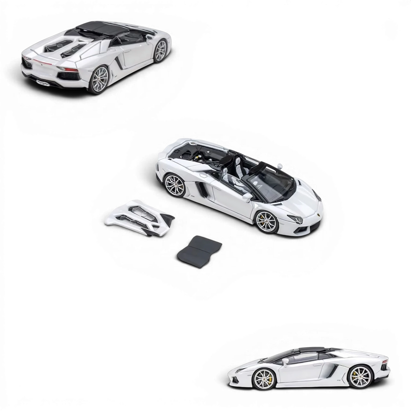 Lot57Supplies Diecast Shop CLASSIC GARAGE 1:64 scale metallic white LP700 Roadster diecast model car with removable top