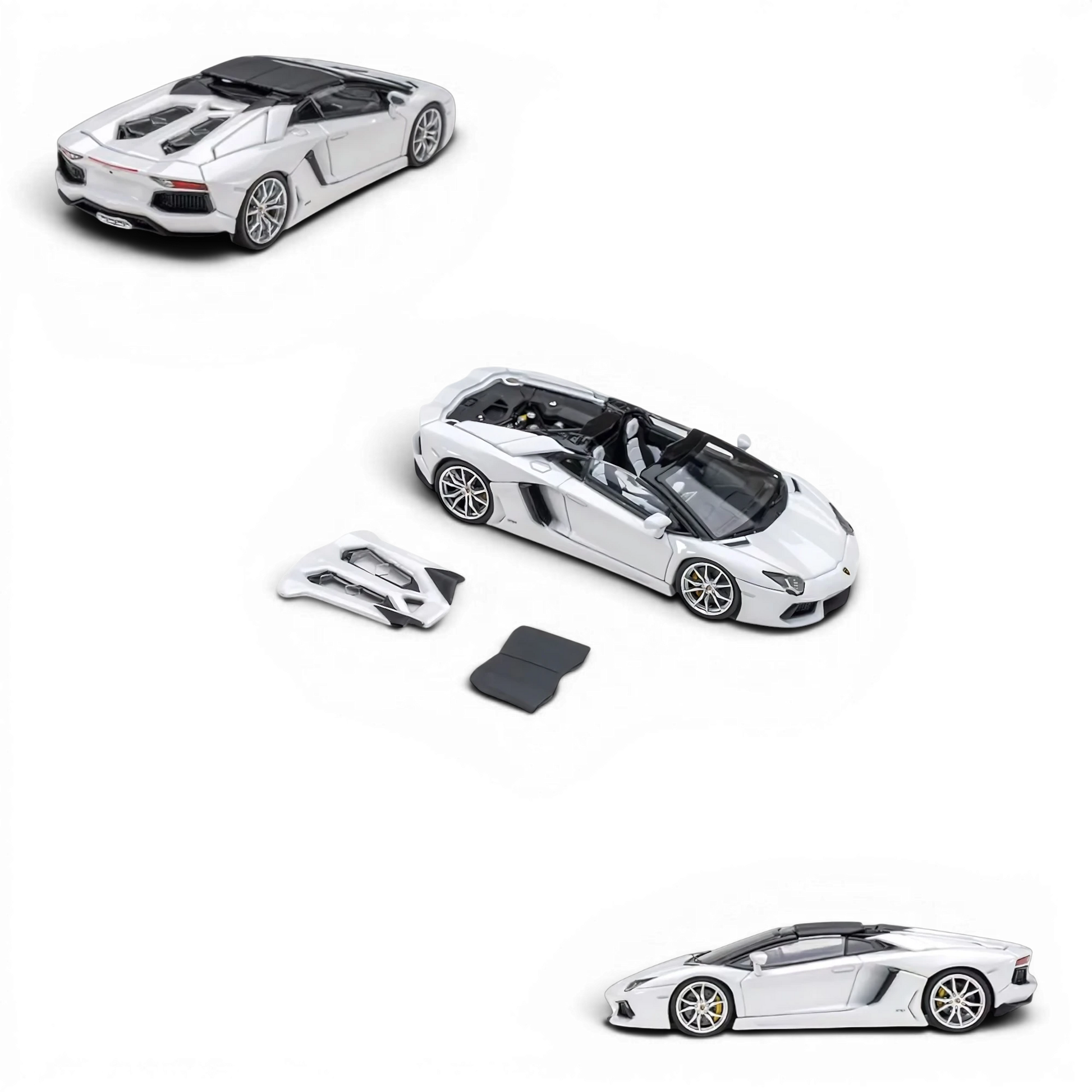 Lot57Supplies Diecast Shop CLASSIC GARAGE 1:64 scale metallic white LP700 Roadster diecast model car with removable top