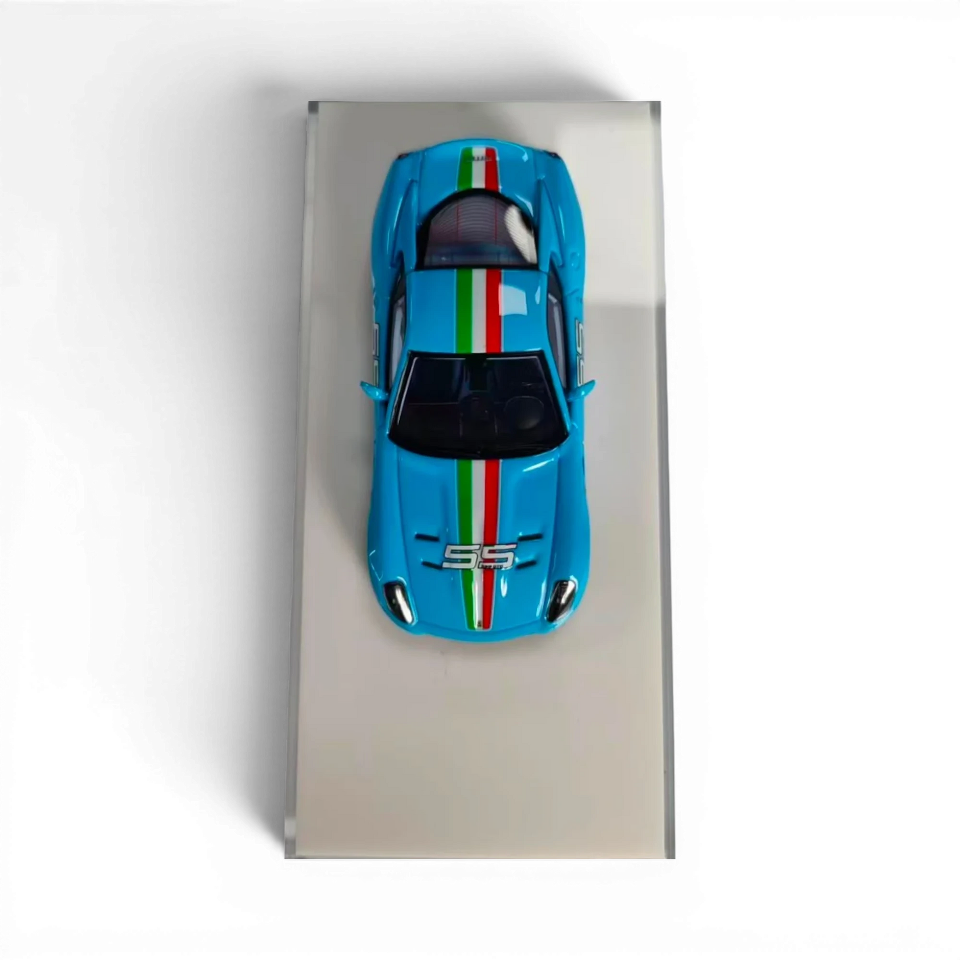 Lot57Supplies Diecast Shop Strive Glow x Wam 599gto resin model car in Miami Blue with Italian flag racing stripes