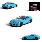 Lot57Supplies Diecast Shop Strive Glow x Wam 1:64 scale Miami Blue 599GTO resin model car with Italian flag livery.