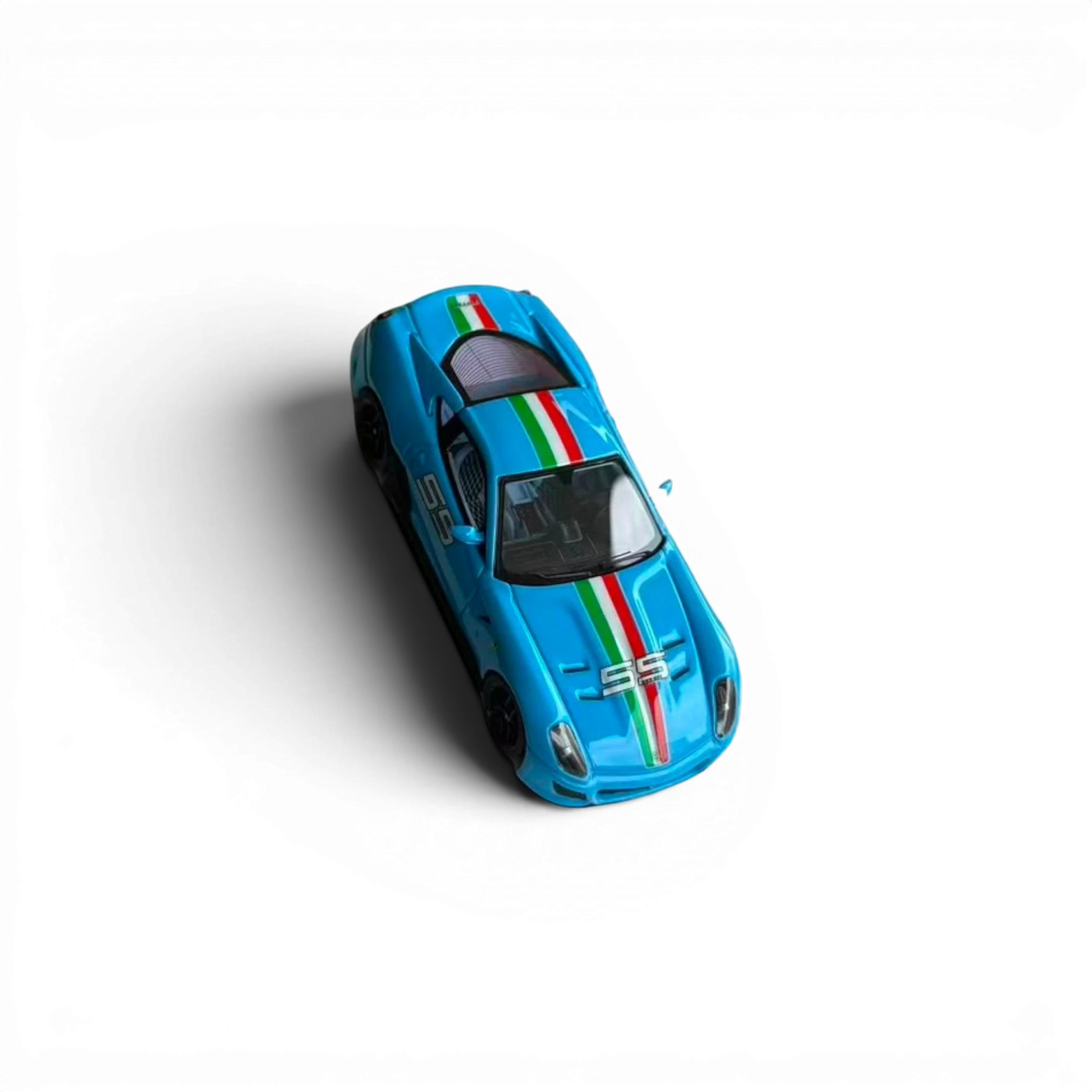 Lot57Supplies Diecast Shop Strive Glow x Wam 599gto resin model car in Miami Blue with Italian flag racing stripes
