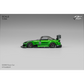 Lot57Supplies Diecast Shop 1:64 scale Micro Turbo S2000 race car in transparent green with detailed sponsor decals.