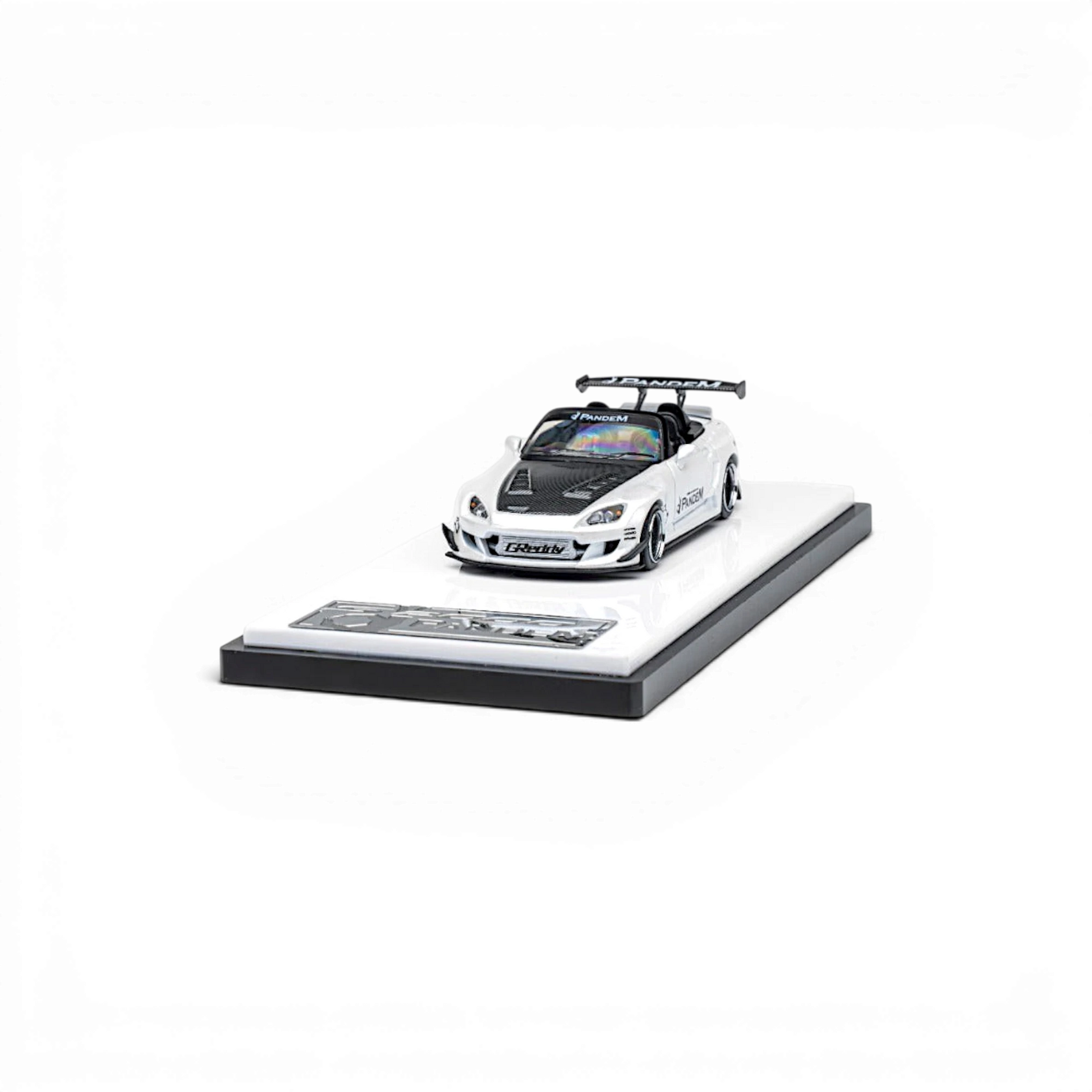 Lot57Supplies Diecast Shop Microturbo 1:64 metallic white Honda S2000 RB diecast model with Pandem widebody kit.
