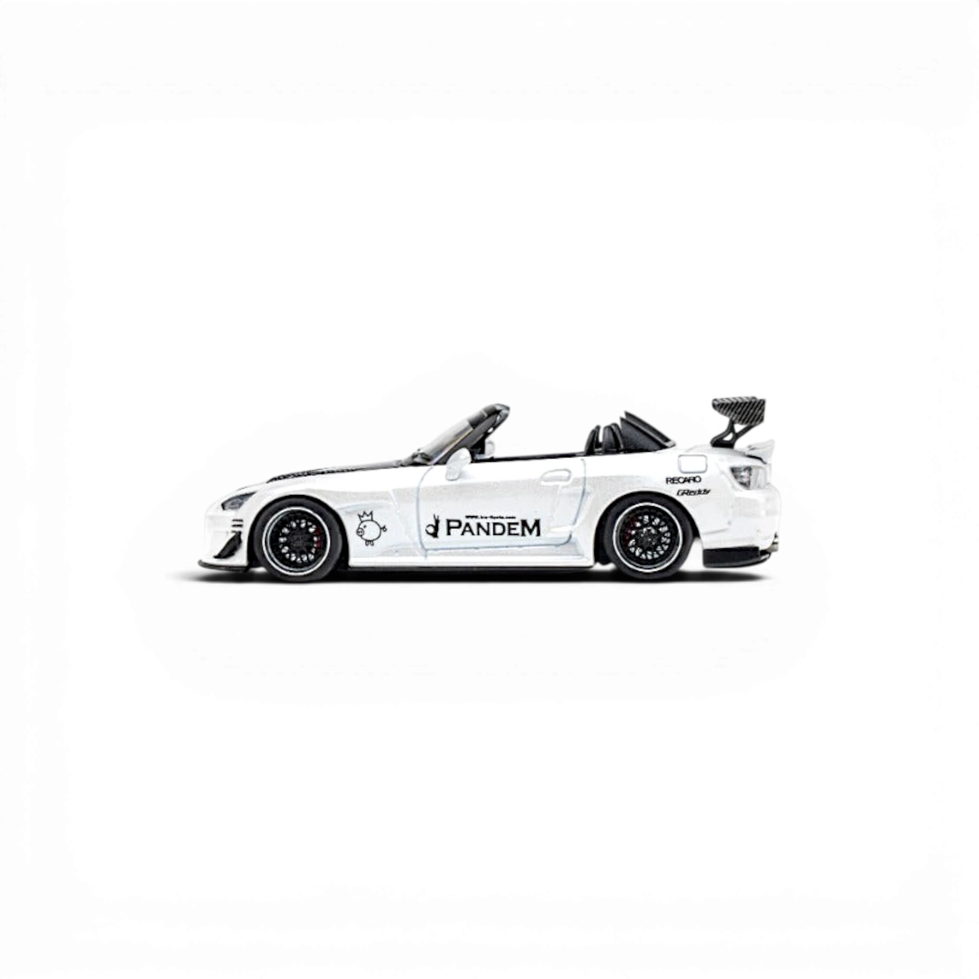 Lot57Supplies Diecast Shop Microturbo 1:64 scale metallic white Honda S2000 RB diecast model with Pandem livery.