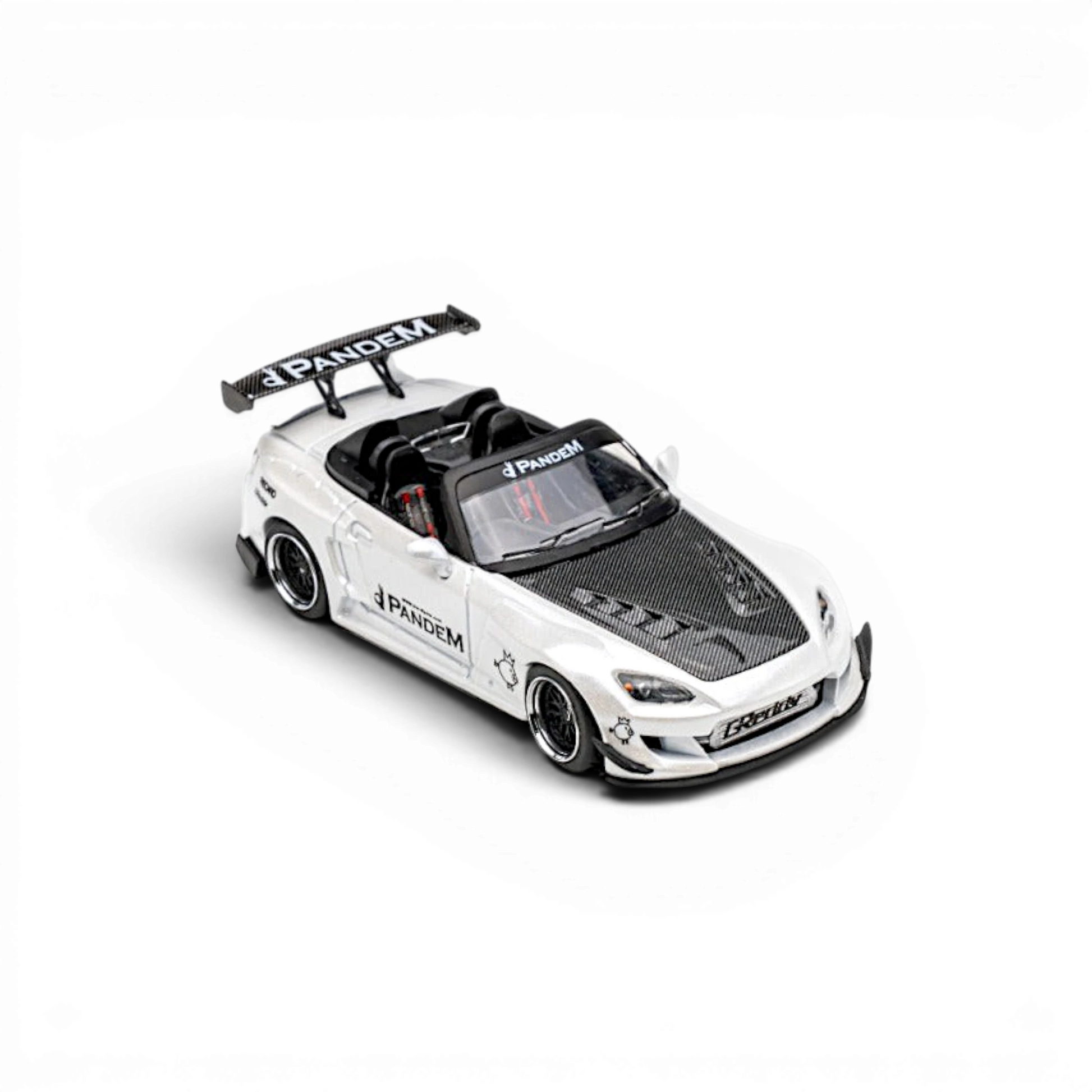 Lot57Supplies Diecast Shop 1:64 scale metallic white Microturbo Honda S2000 RB diecast model with Pandem body kit