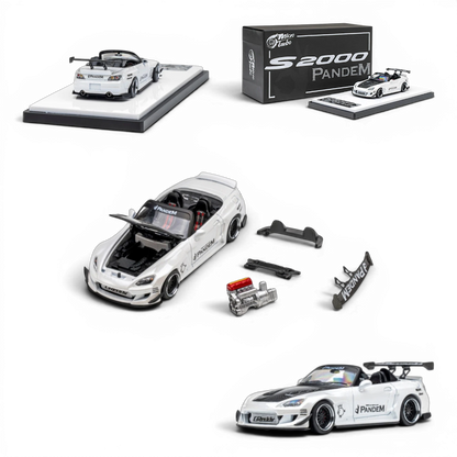 Lot57Supplies Diecast Shop Microturbo Honda S2000 RB diecast model in metallic white, 1:64 scale with Pandem kit.