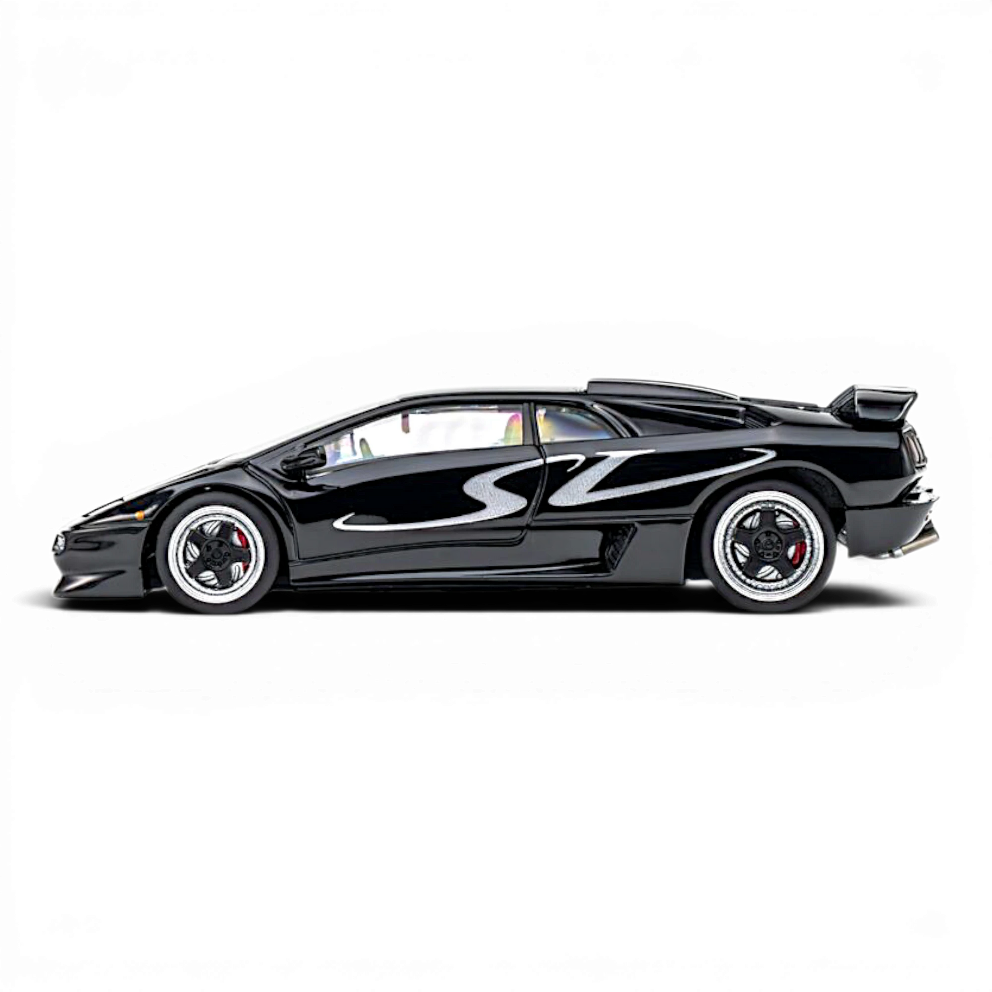 Lot57Supplies Diecast Shop Microturbo 1:64 scale metallic black Lamborghini Diablo SV diecast model car side view