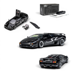 Lot57Supplies Diecast Shop Microturbo 1:64 scale metallic black Lamborghini Diablo SV diecast model with engine detail