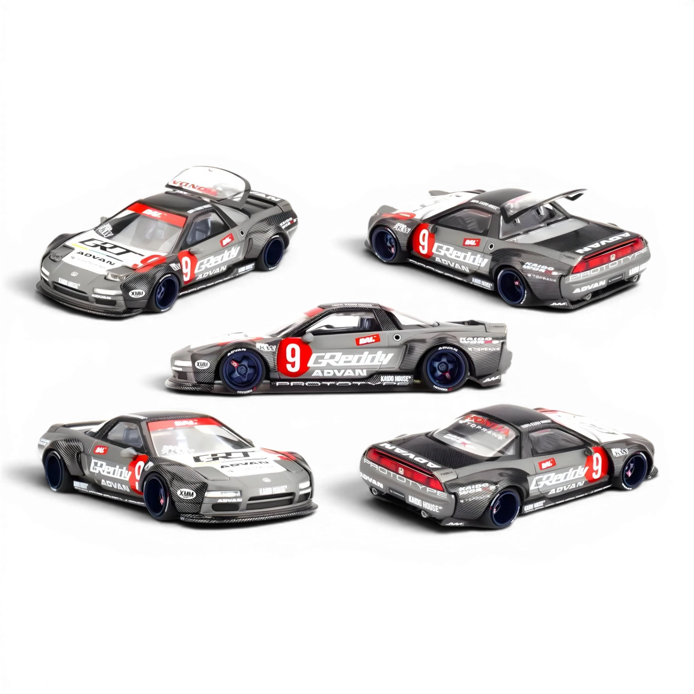 Lot57Supplies Diecast Shop: Mini-GT x KAIDO Honda NSX Kaido Test Car Spec V1 1:64 diecast model with GReddy livery.