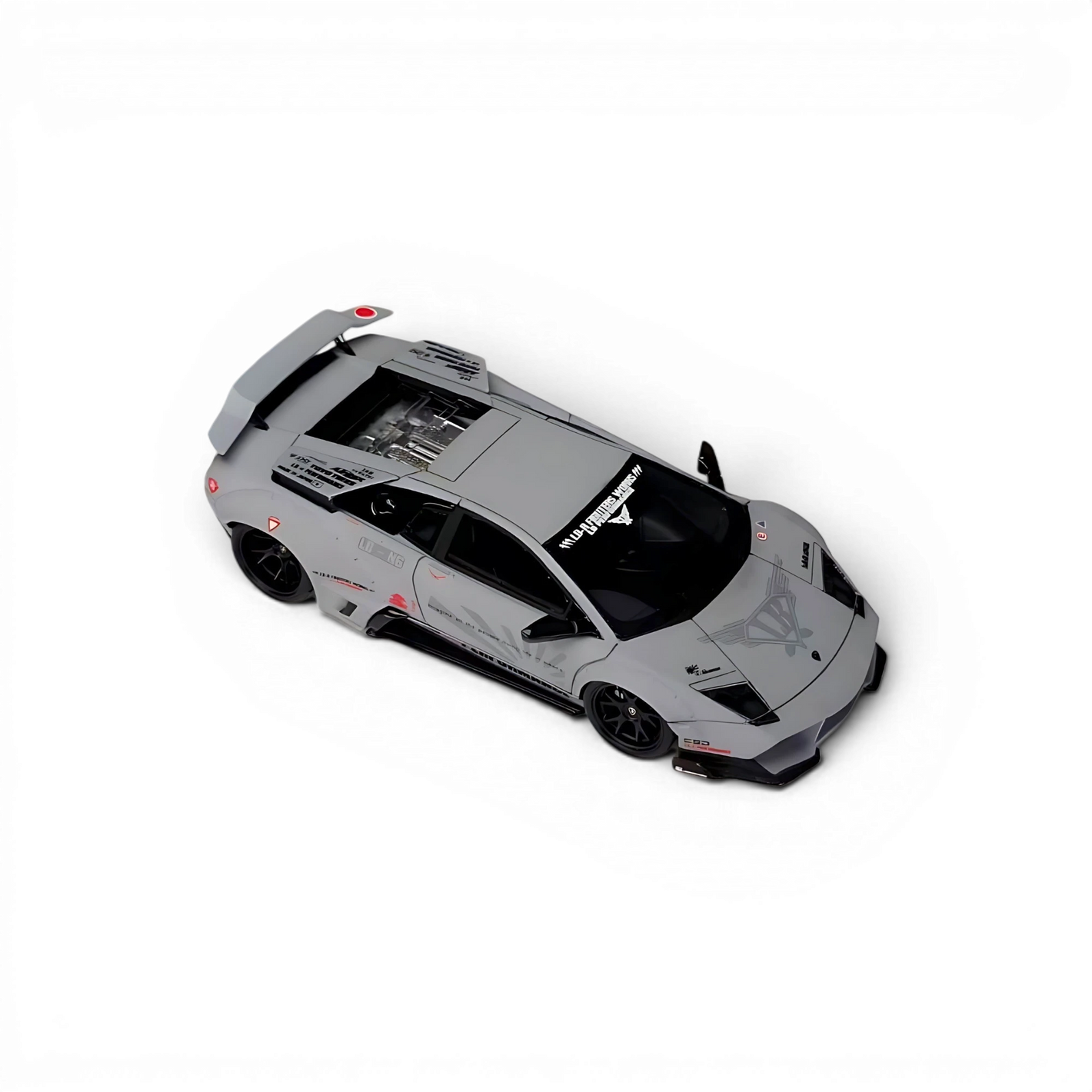 Lot57Supplies Diecast Shop MiniCraftsman 1:64 scale resin model of a custom LB Murcielago in combat grey with decals.