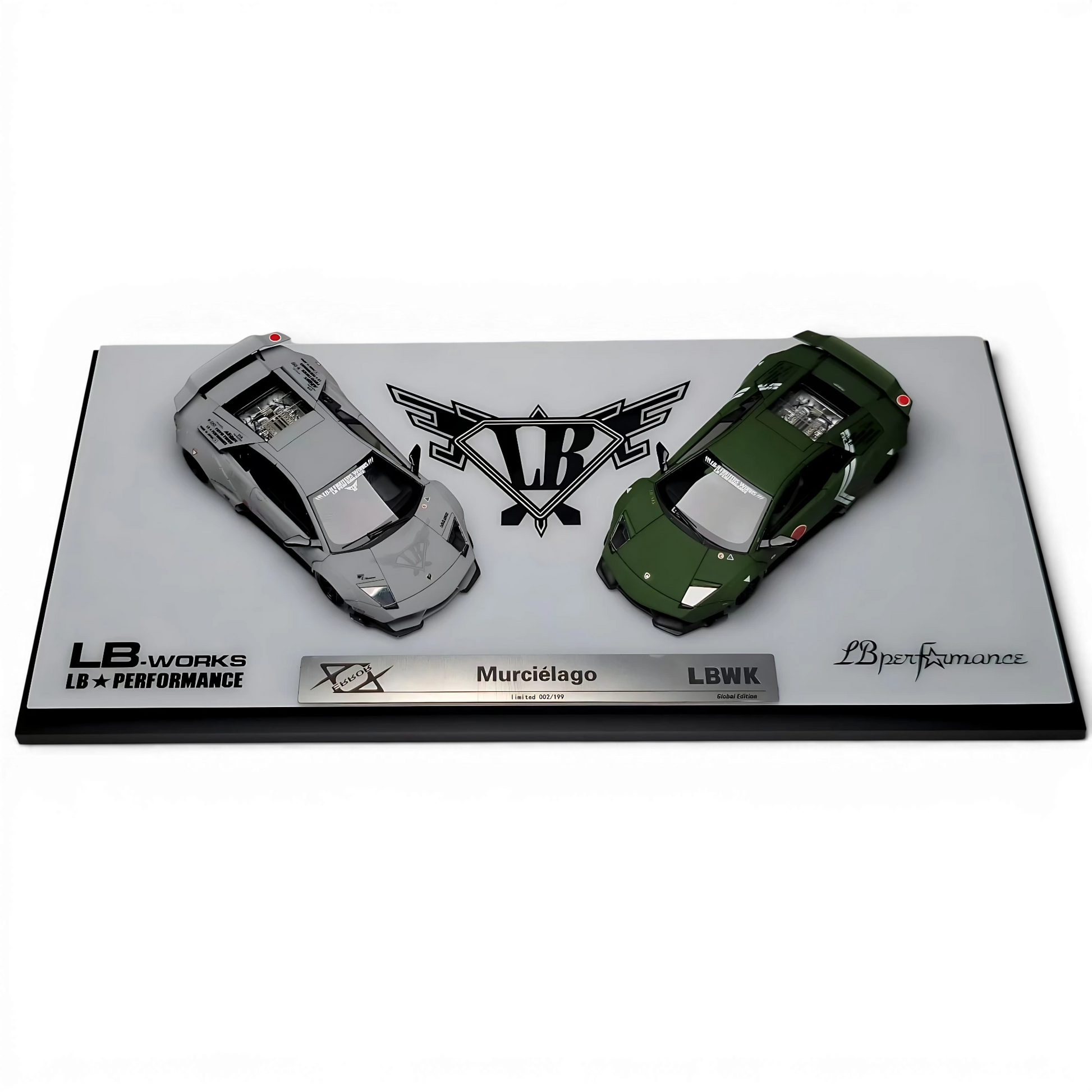 Lot57Supplies Diecast Shop MiniCraftsman 1:64 scale resin LB Murcielago model car set in combat grey and green.