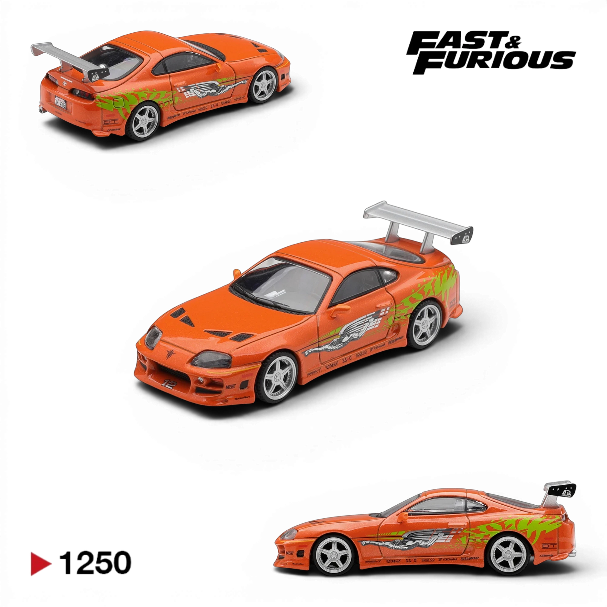 Lot57Supplies Diecast Shop MiniGT 1:64 scale orange Toyota Supra BOMEX Fast & Furious Brian O'Conner diecast model