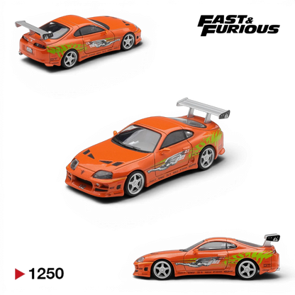 Lot57Supplies Diecast Shop MiniGT 1:64 scale orange Toyota Supra BOMEX Fast & Furious Brian O'Conner diecast model