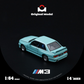 Lot57Supplies Diecast Shop OM E30 M3 diecast model car in mint green, 1:64 scale, rear three-quarter view