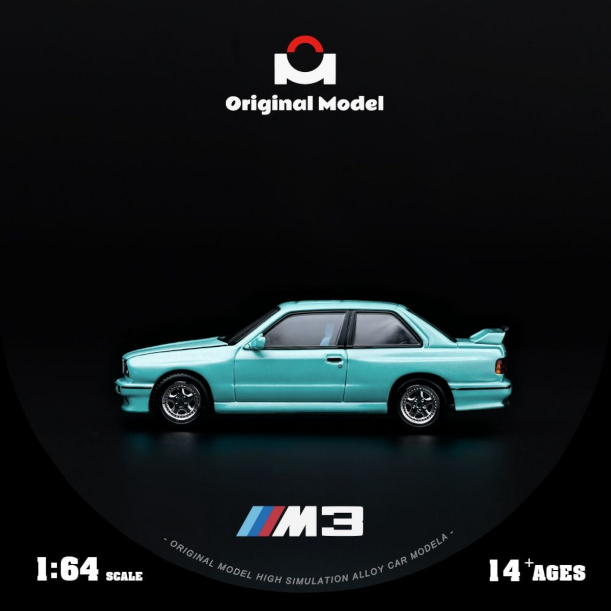 Lot57Supplies Diecast Shop 1:64 scale mint green OM E30 M3 diecast model car on a black background
