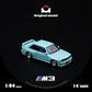 Lot57Supplies Diecast Shop 1:64 scale mint green OM E30 M3 diecast model car on a black background
