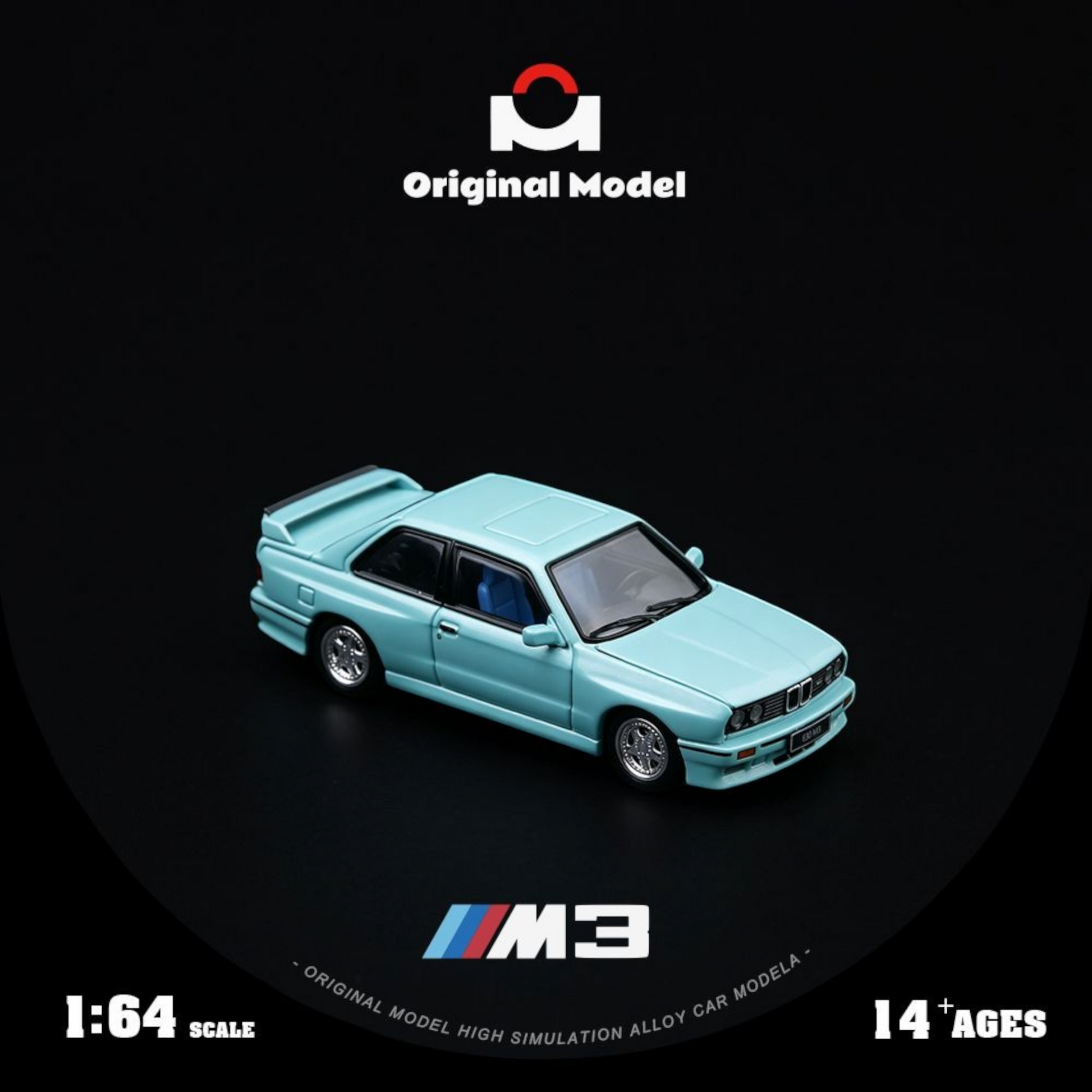 Lot57Supplies Diecast Shop 1:64 scale mint green OM E30 M3 diecast model car on a black background