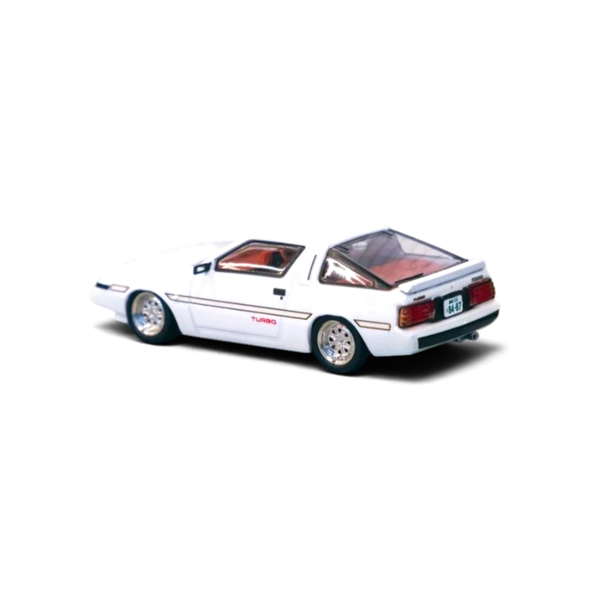 Lot57Supplies Diecast Shop Tarmac Works 1:64 scale white Mitsubishi Starion diecast model car, rear three-quarter view