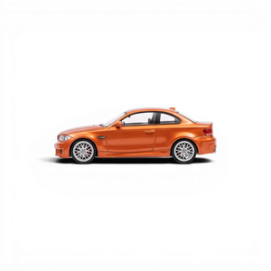 Lot57Supplies Diecast Shop MORTAL 1:64 scale Valencia Orange BMW 1M Coupe diecast model car, side profile view.