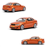 Lot57Supplies Diecast Shop MORTAL 1:64 scale diecast Valencia Orange BMW 1M Coupe model car showing multiple angles