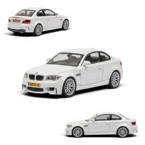Lot57Supplies Diecast Shop MORTAL 1:64 scale pearl white BMW 1M Coupe diecast model car showing multiple angles