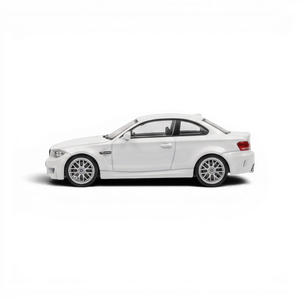 Lot57Supplies Diecast Shop MORTAL 1:64 scale pearl white BMW 1M Coupe diecast model car, side profile view.