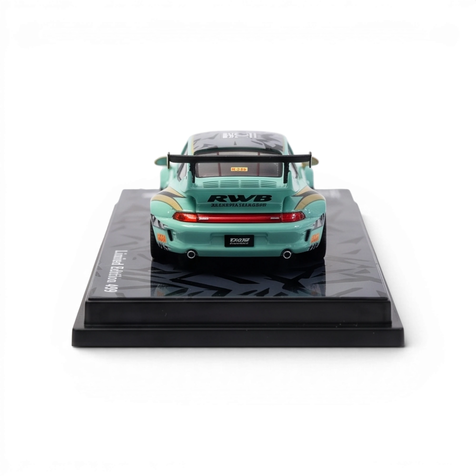 Lot57Supplies Diecast Shop 1:64 scale motokit RWB Modified diecast car in Sichuan Pepper livery, rear view