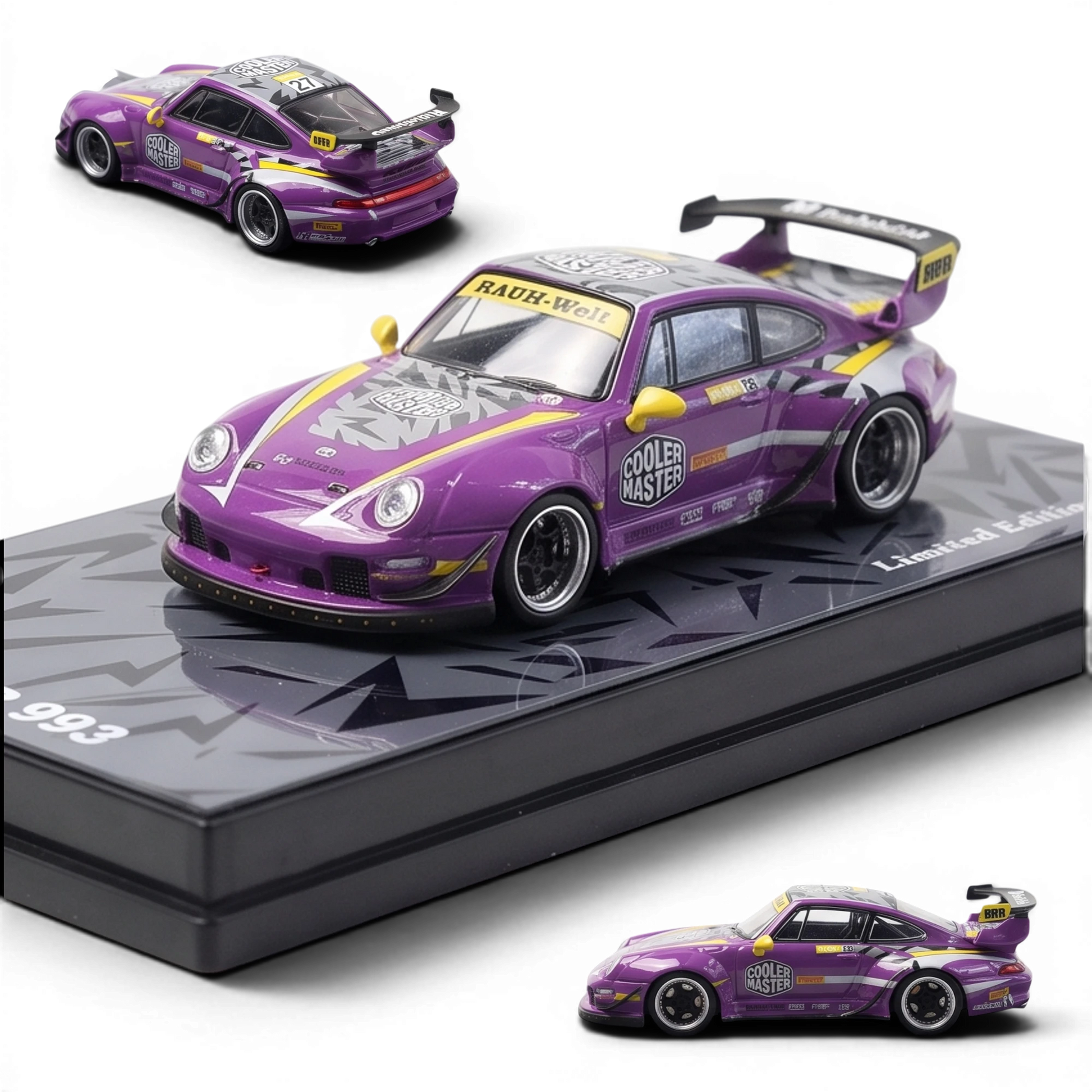 Lot57Supplies Diecast Shop motokit RWB Modified 1:64 scale diecast car in purple Old Altar livery with racing decals