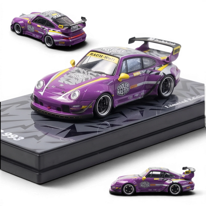 Lot57Supplies Diecast Shop motokit RWB Modified 1:64 scale diecast car in purple Old Altar livery with racing decals