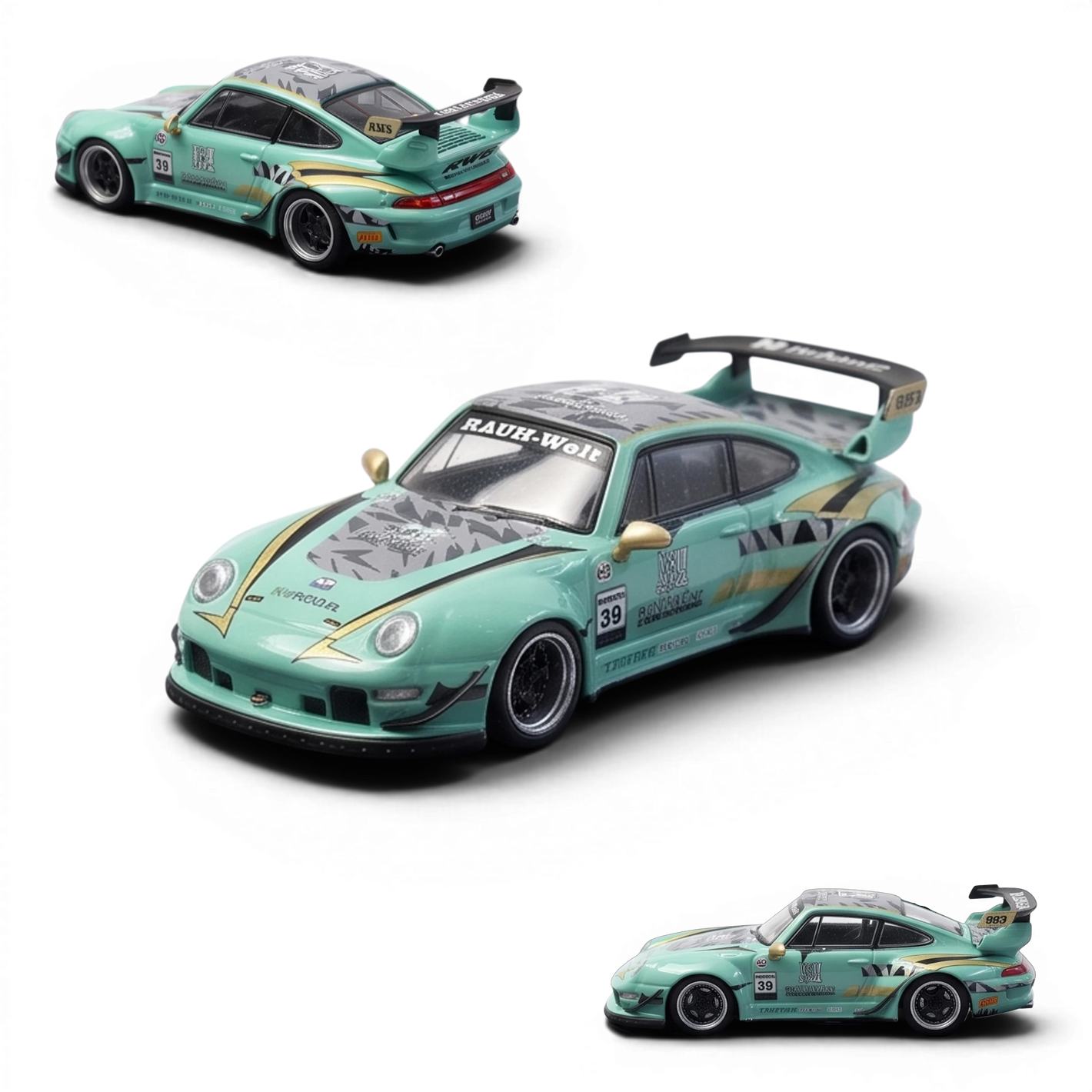 Lot57Supplies Diecast Shop motokit RWB Modified 1:64 scale diecast car in Sichuan Pepper mint green livery