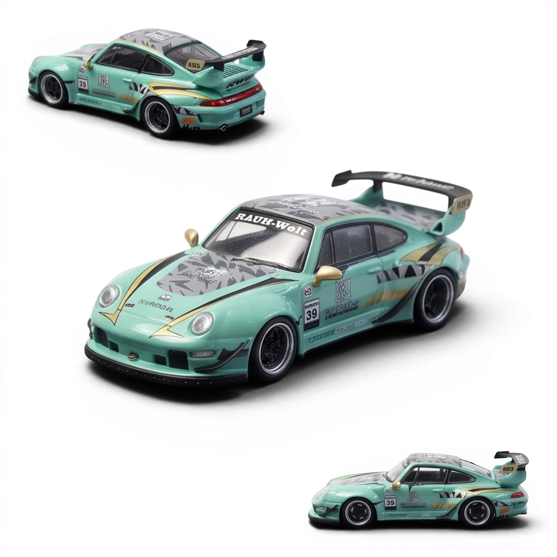 Lot57Supplies Diecast Shop motokit RWB Modified 1:64 scale diecast car in Sichuan Pepper mint green livery