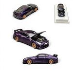 Lot57Supplies Diecast Shop MOTORHELIX 1:64 scale 2021 Nissan GT-R R35 diecast model in Midnight Purple with gold wheels