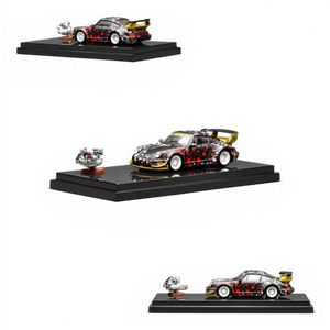 Lot57Supplies Diecast Shop MotorHelix RWB 964 Aoki Sakura 1:64 scale diecast model car with cherry blossom graphics and gold accents.