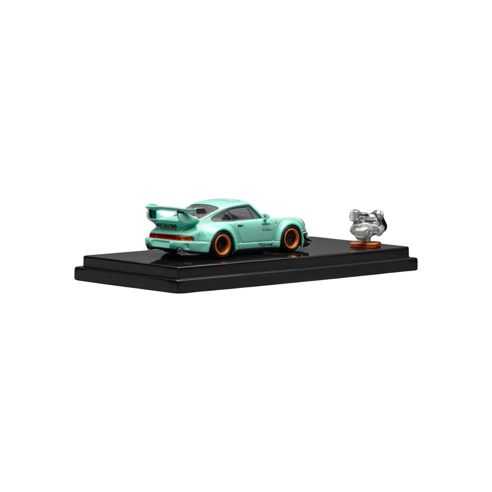 Lot57Supplies Diecast Shop MotorHelix RWB 964 Tiffany 1:64 scale diecast model car with engine replica.