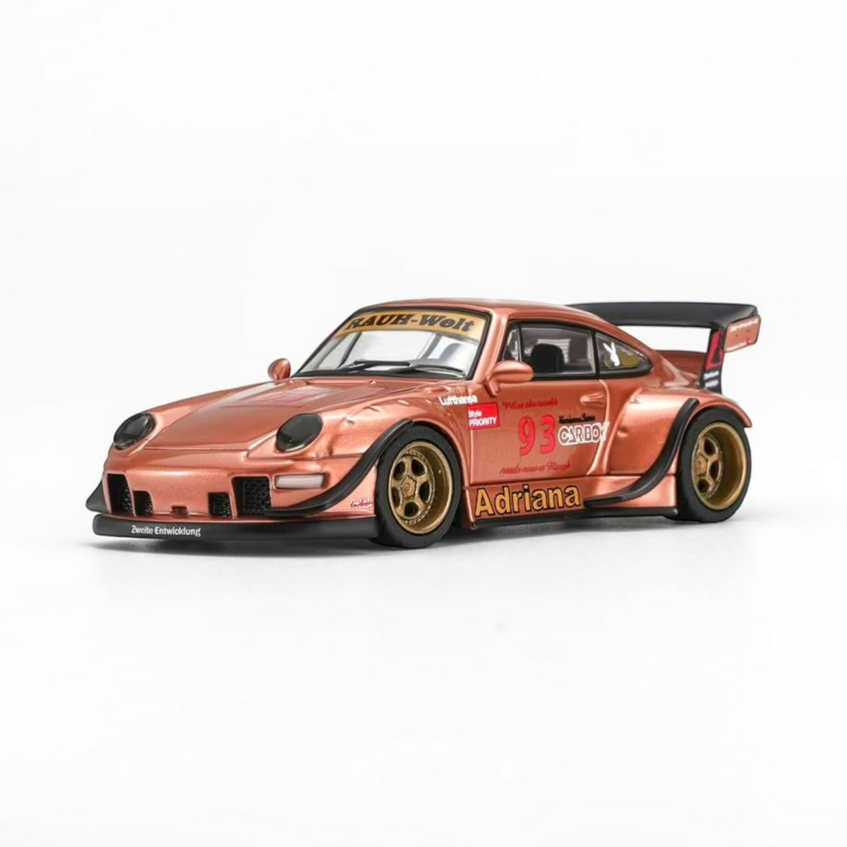 Lot57Supplies Diecast Shop 1:64 scale MotorHelix RWB 993 diecast model car in metallic copper Adriana finish.