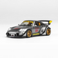 Lot57Supplies Diecast Shop MotorHelix RWB 993 diecast model car in gun grey with gold wheels and racing decals